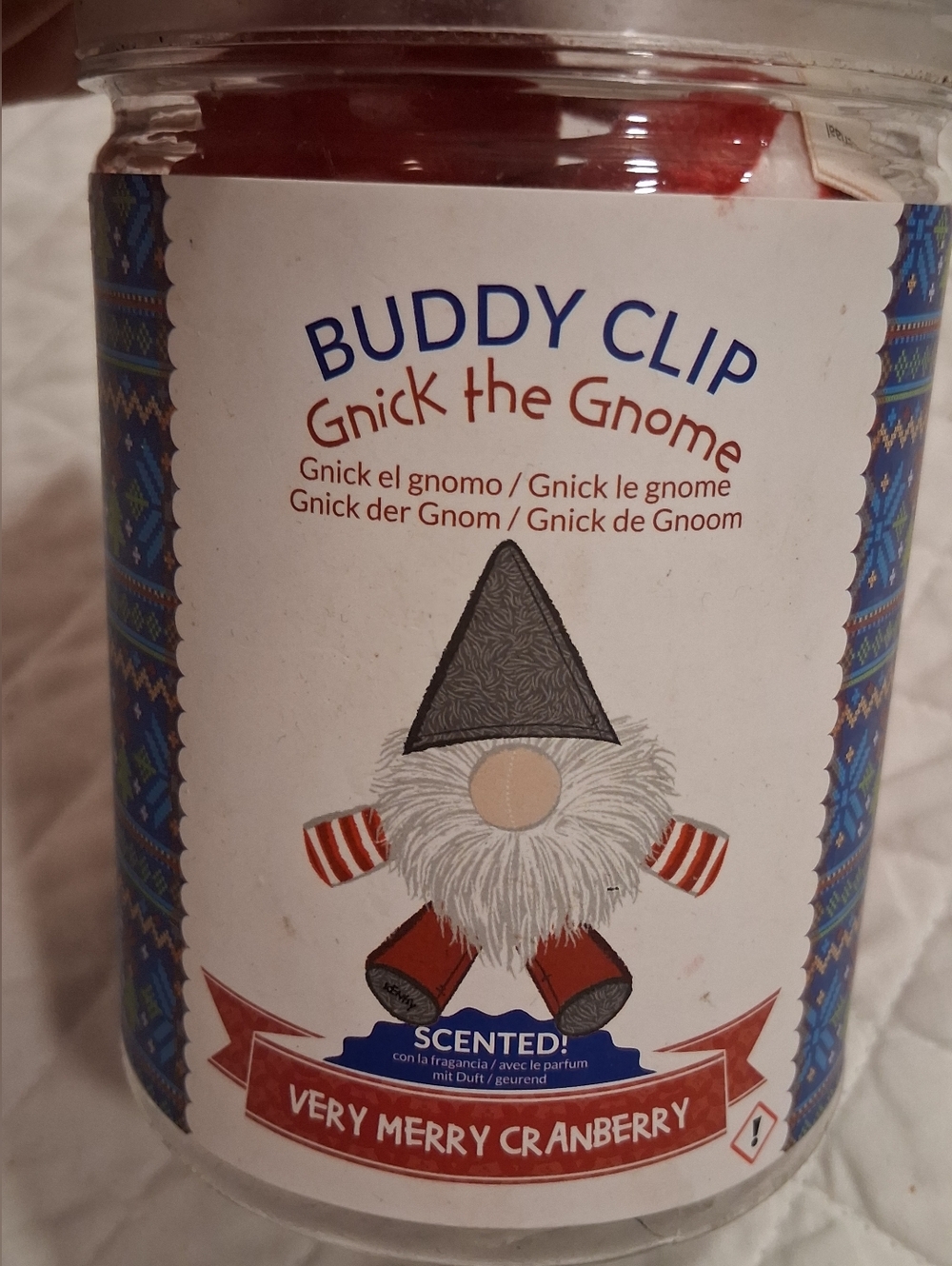 Scentsy Buddy Clip Gnick the Gnome - Red, White, Blue, Gray